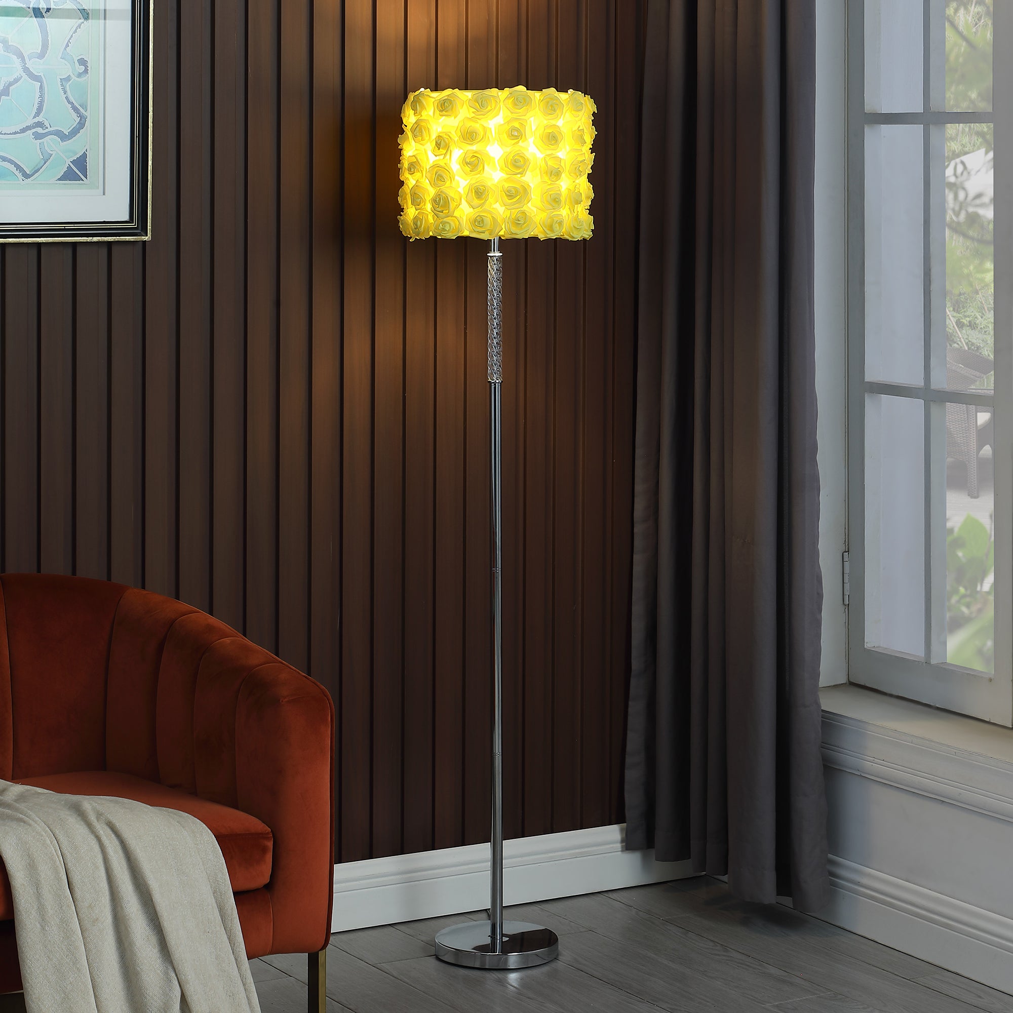 63"In Yellow Roses In Bloom Acrylic/metal Floor Lamp-zoom-4