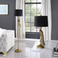 64.5" In Modern Elegance Golden Peacock On A Pedestal Polyresin Floor Lamp