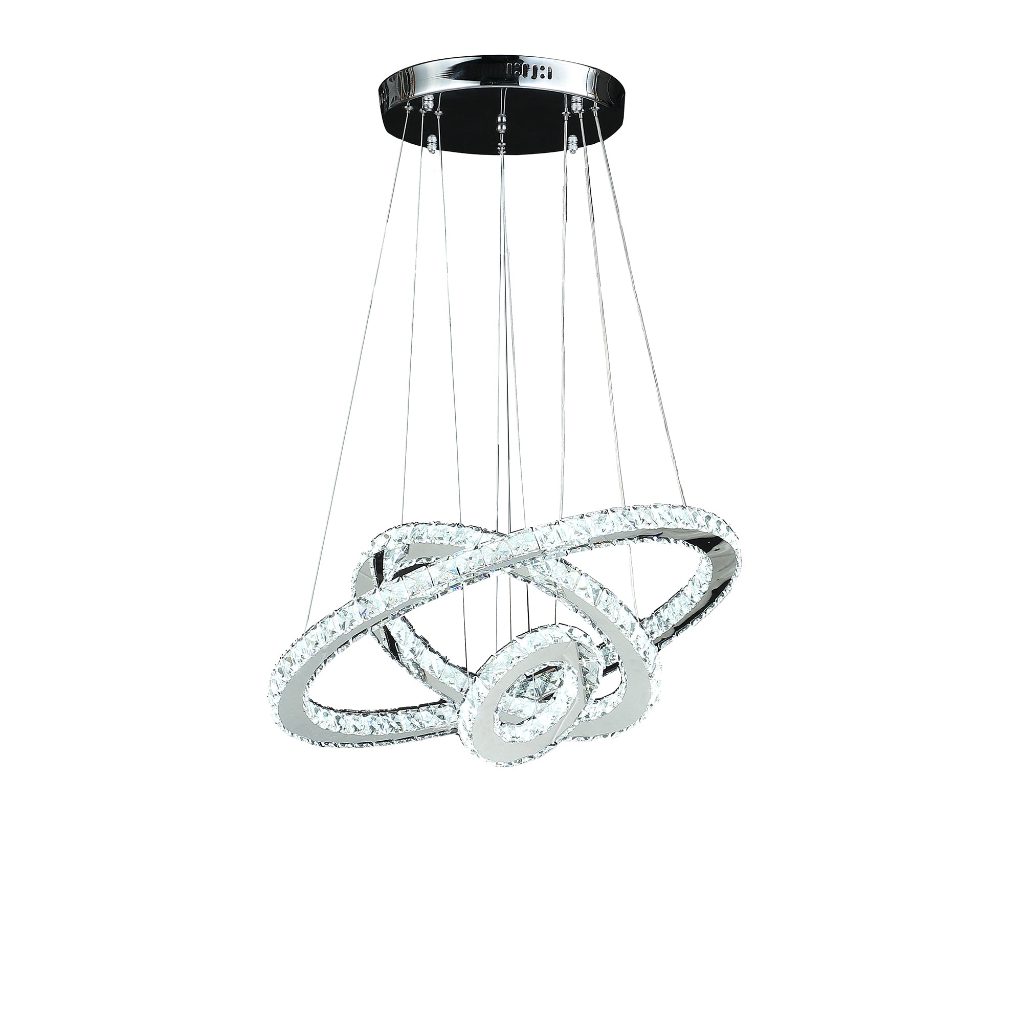 11.8" To 47.2" In Adjustable Height Eira Small Triple Hoop Modern Crystal Led Remote Control Dimmer Chandelier-zoom-2