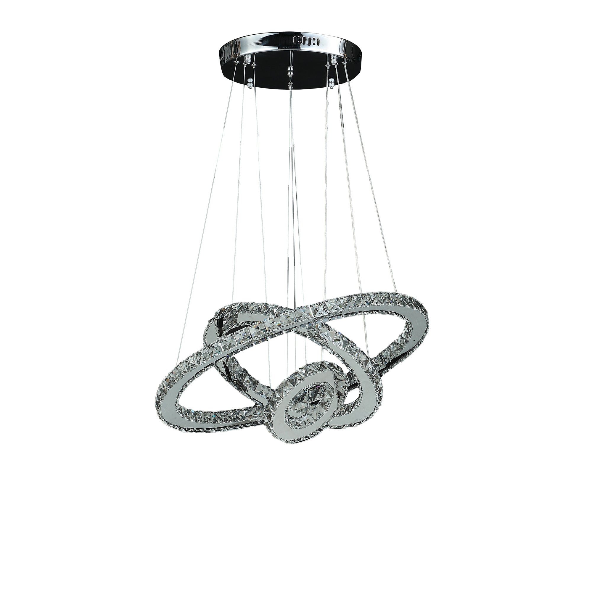 11.8" To 47.2" In Adjustable Height Eira Small Triple Hoop Modern Crystal Led Remote Control Dimmer Chandelier-zoom-1