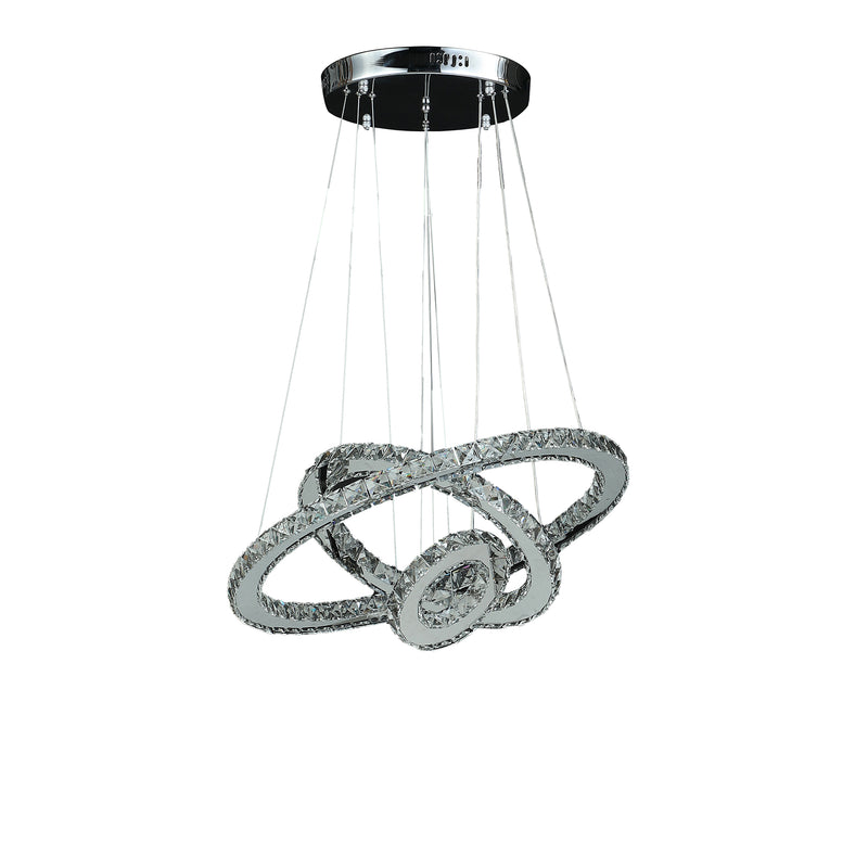 11.8" To 47.2" In Adjustable Height Eira Small Triple Hoop Modern Crystal Led Remote Control Dimmer Chandelier-zoom-