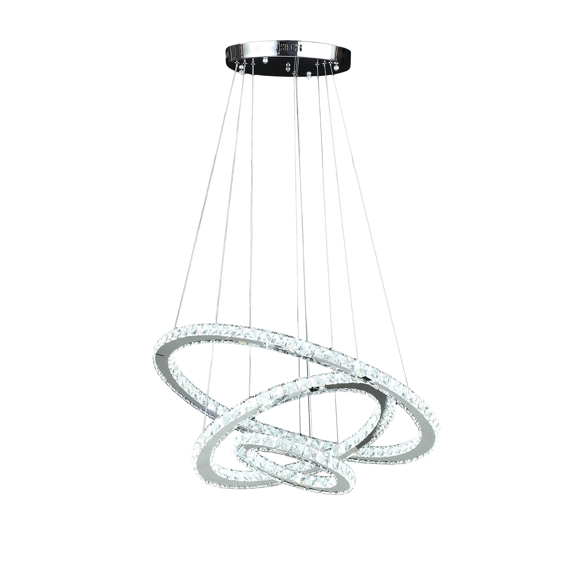 11.8" To 47.2" In Adjustable Height Else Medium Triple Hoop Modern Crystal Led Remote Control Dimmer Chandelier-zoom-2