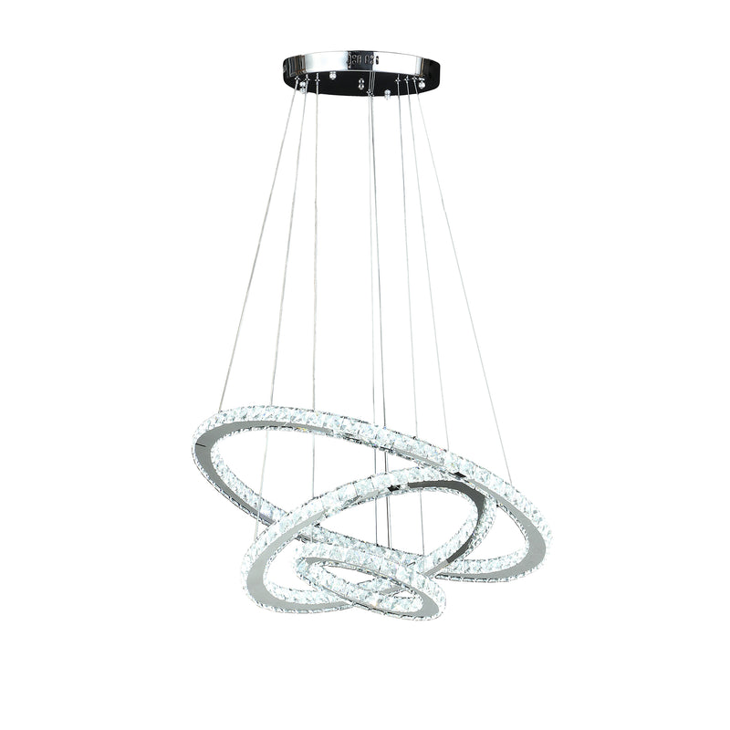 11.8" To 47.2" In Adjustable Height Else Medium Triple Hoop Modern Crystal Led Remote Control Dimmer Chandelier-zoom-