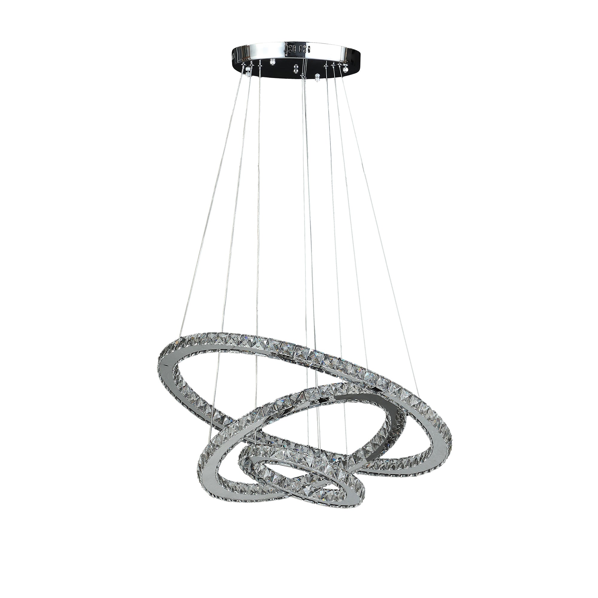 11.8" To 47.2" In Adjustable Height Else Medium Triple Hoop Modern Crystal Led Remote Control Dimmer Chandelier-zoom-1