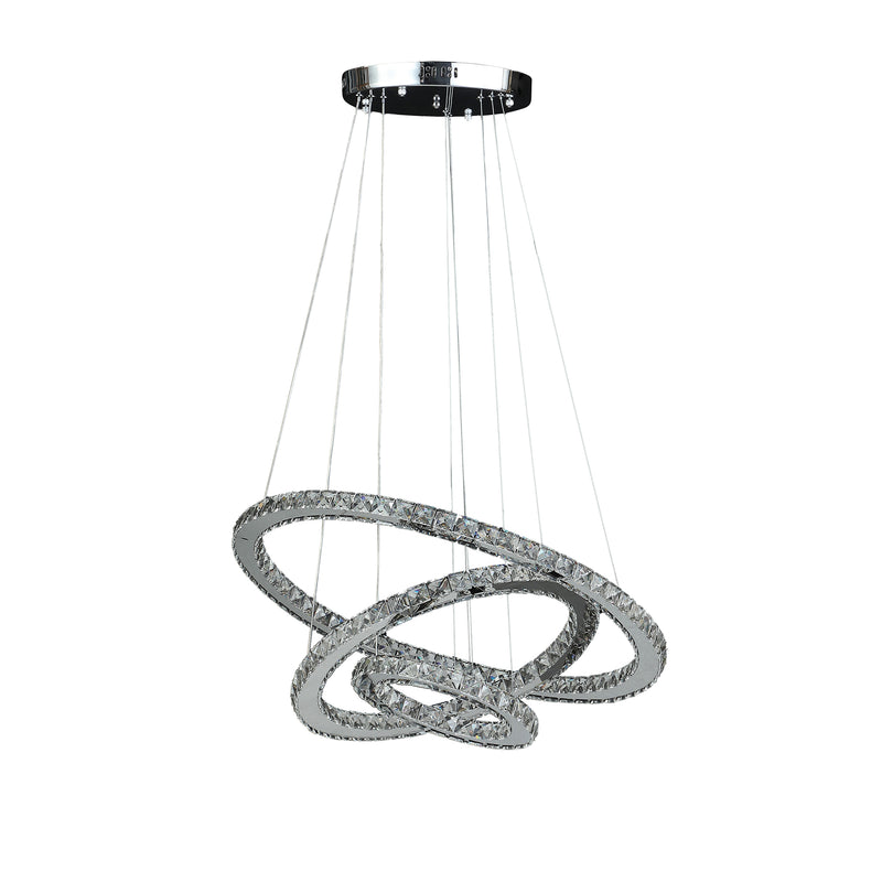11.8" To 47.2" In Adjustable Height Else Medium Triple Hoop Modern Crystal Led Remote Control Dimmer Chandelier-zoom-