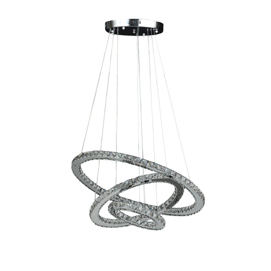 11.8" To 47.2" In Adjustable Height Else Medium Triple Hoop Modern Crystal Led Remote Control Dimmer Chandelier