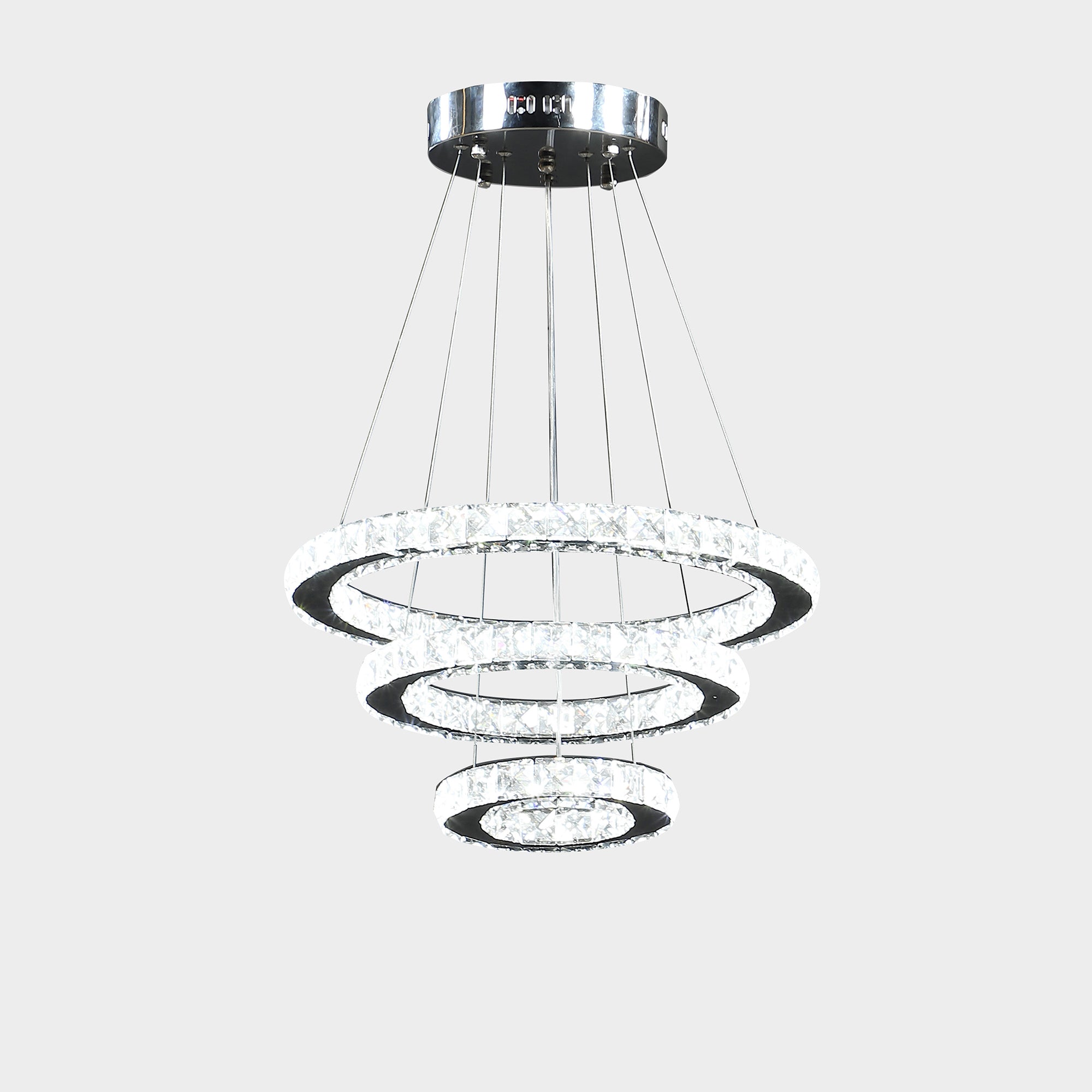 11.8" To 47.2" In Adjustable Height Alva Large Triple Hoop Modern Crystal Led Remote Control Dimmer Chandelier-zoom-2