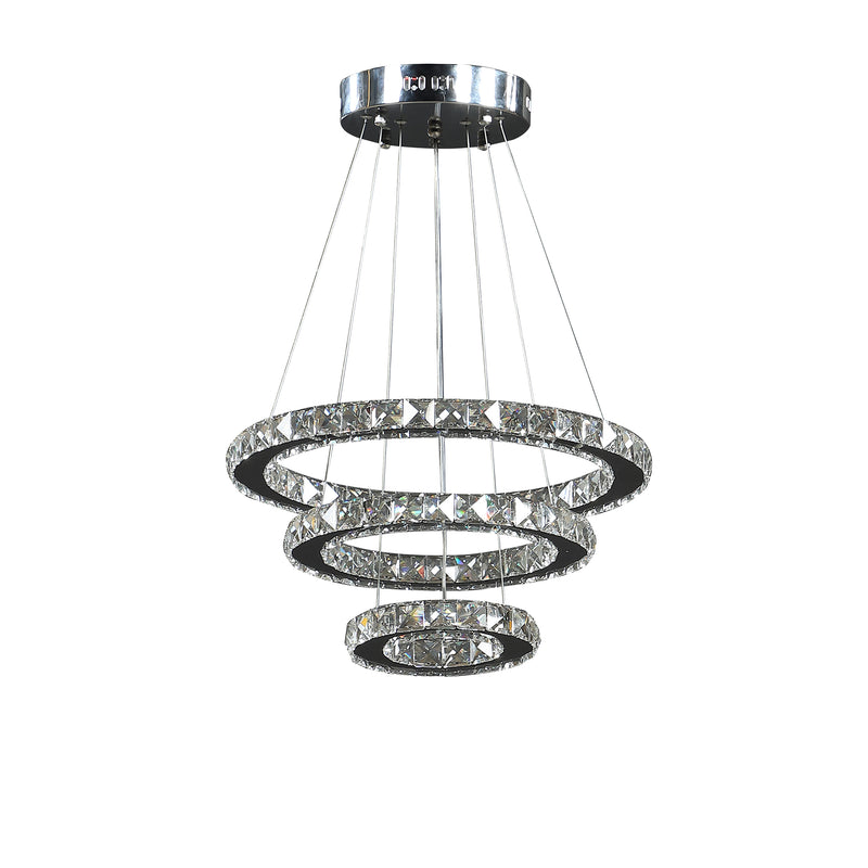 11.8" To 47.2" In Adjustable Height Alva Large Triple Hoop Modern Crystal Led Remote Control Dimmer Chandelier-zoom-