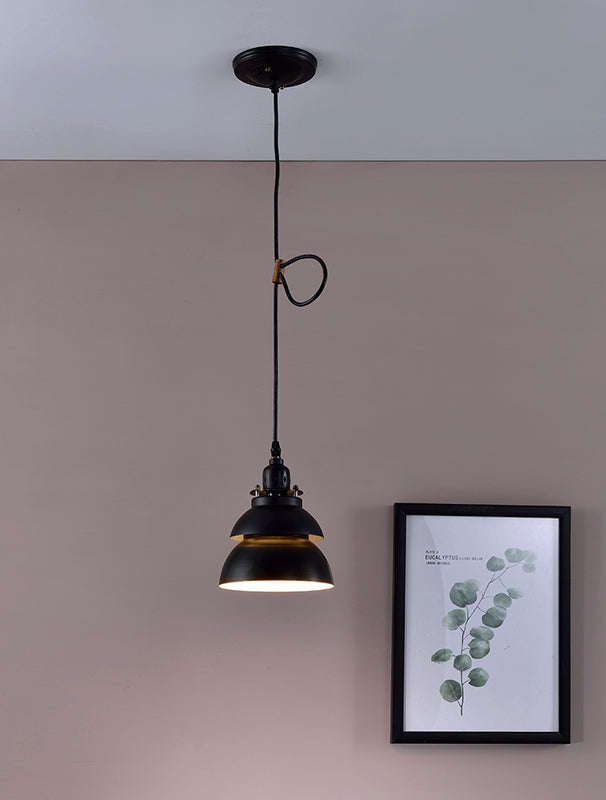 8"In Black Industrial Barn Metal Hard-wired Pendant Ceiling-zoom-2