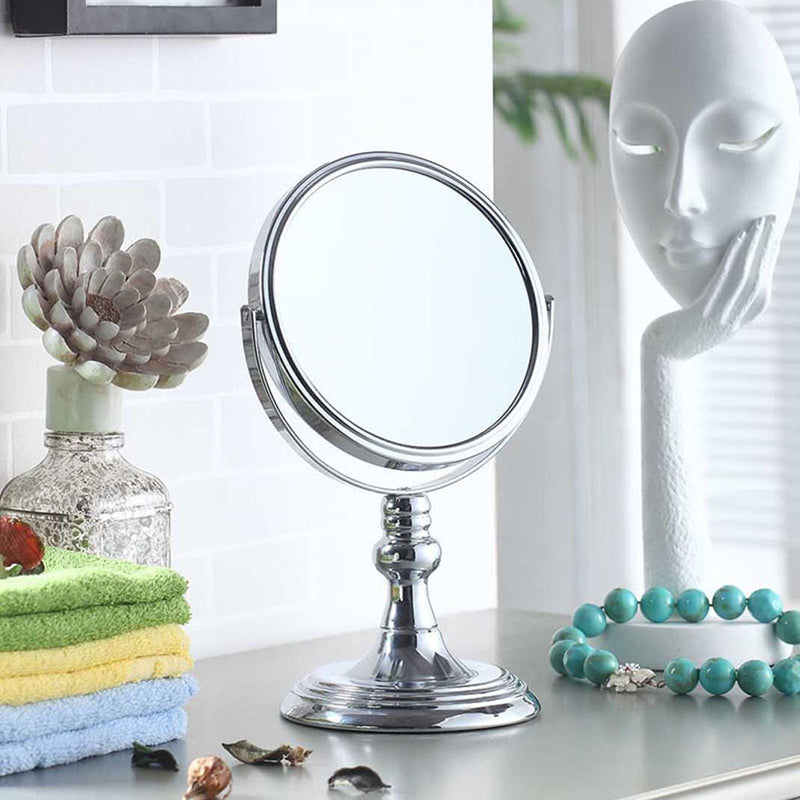12.25" Round X5 Magnify Mirror Silver Chrome-zoom-