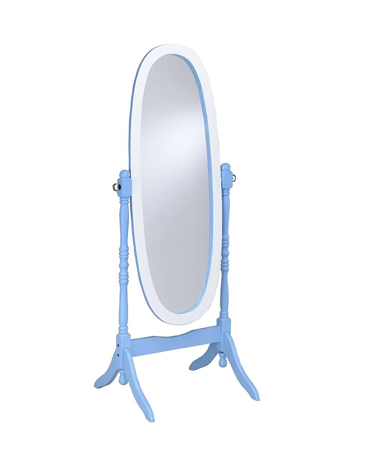 59.25" In Blue/white Oval Cheval Standing Mirror