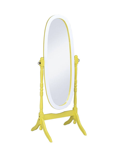 59.25" In Oval Cheval Standing Mirror Yellow/white