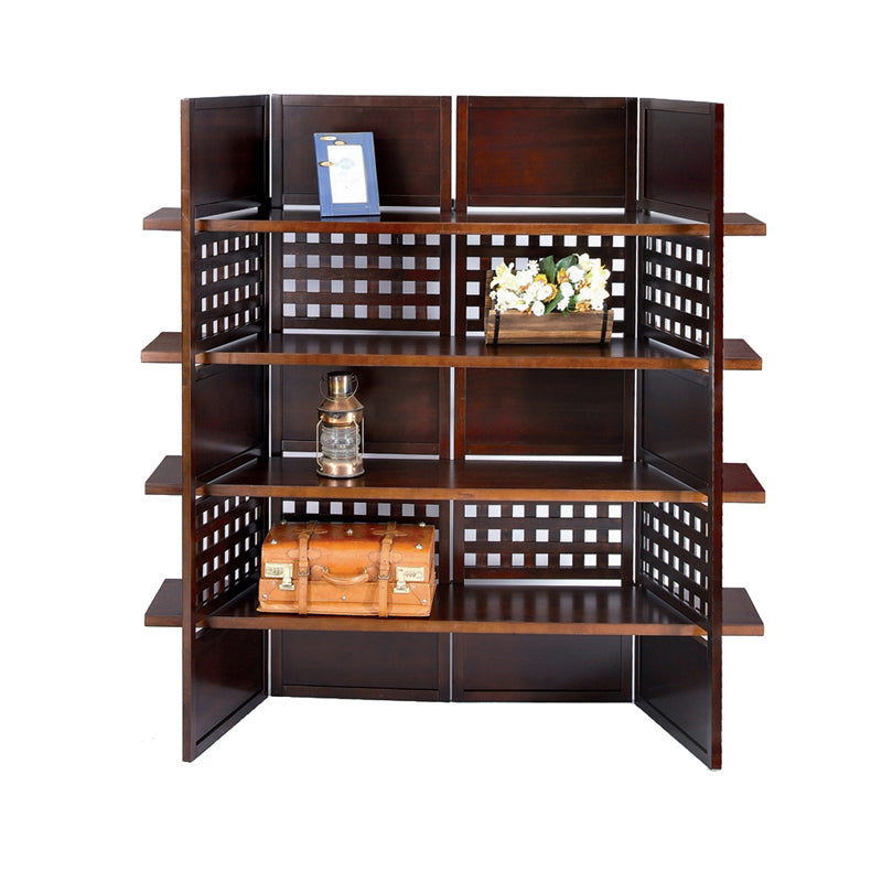 58.75" In Bookcase 4-panel Walnut Room Divider-zoom-1