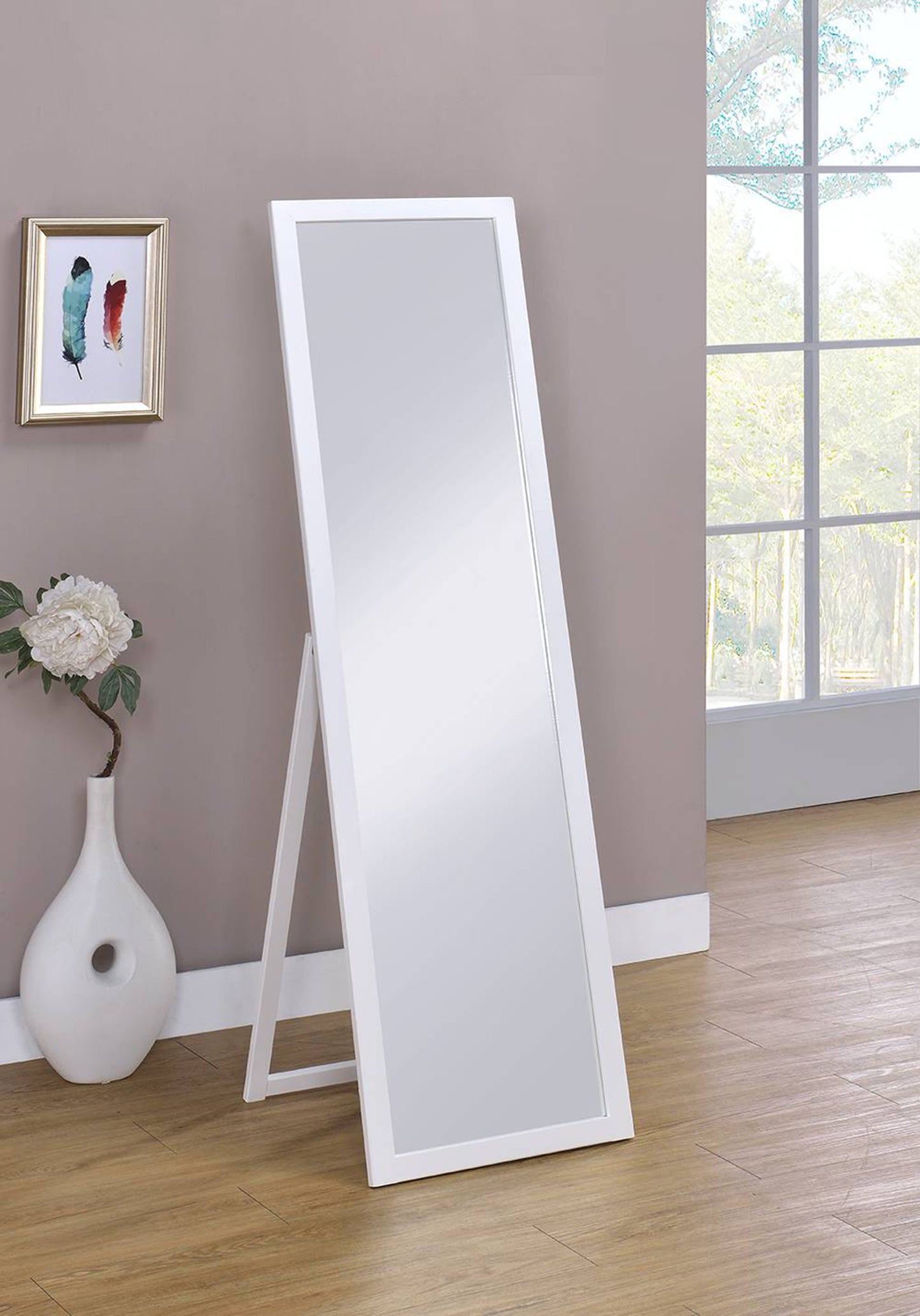 55.25" In Rectangular Standing Mirror Cottage White