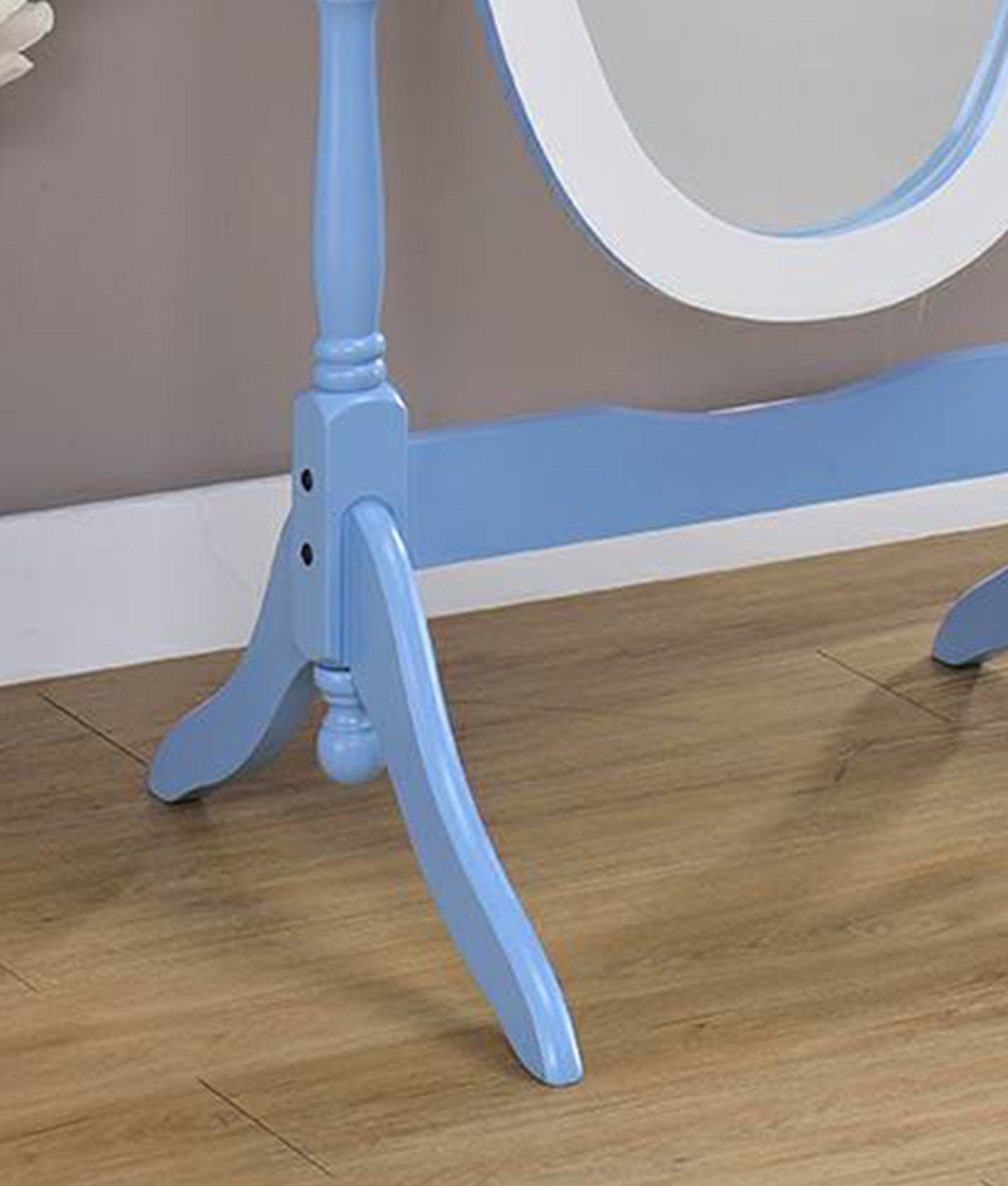 59.25" In Blue/white Oval Cheval Standing Mirror-zoom-3