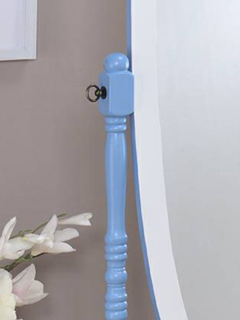 59.25" In Blue/white Oval Cheval Standing Mirror-zoom-