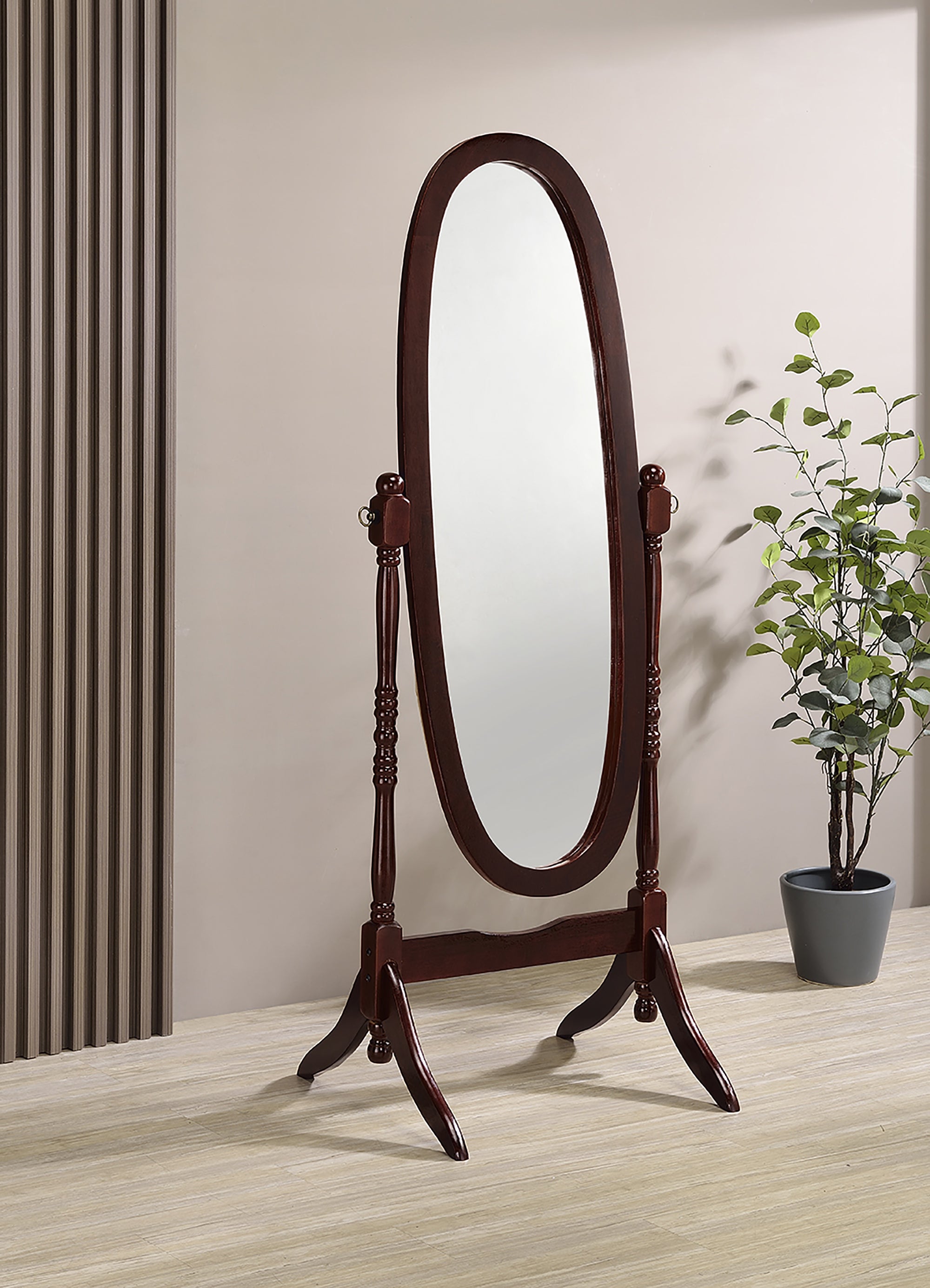 59.25" In Oval Cheval Standing Mirror Cherry-zoom-1