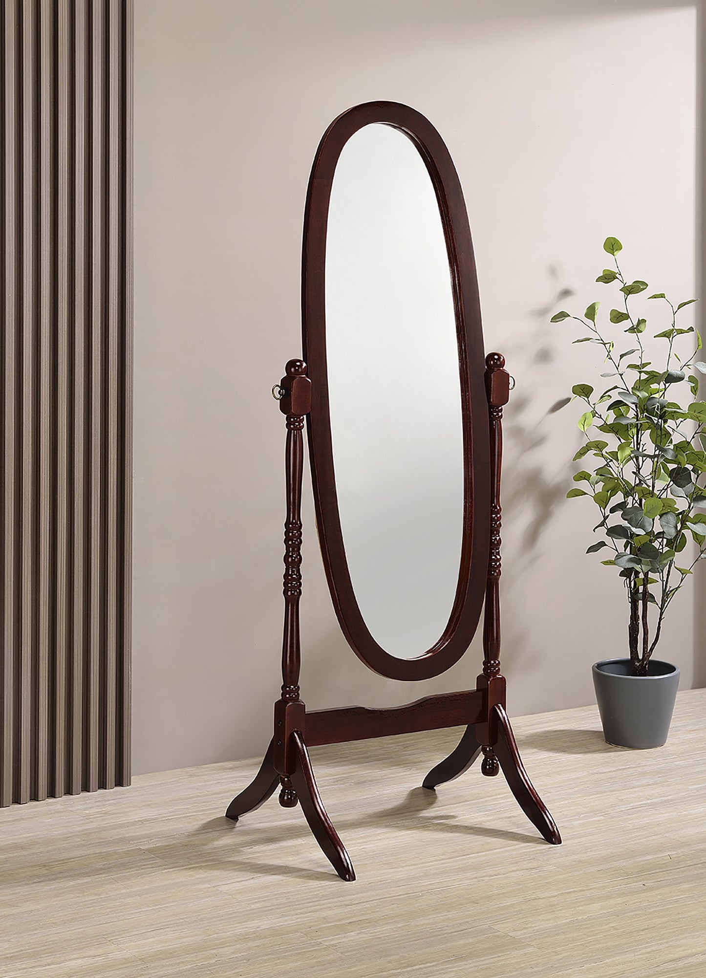 59.25" In Oval Cheval Standing Mirror Cherry