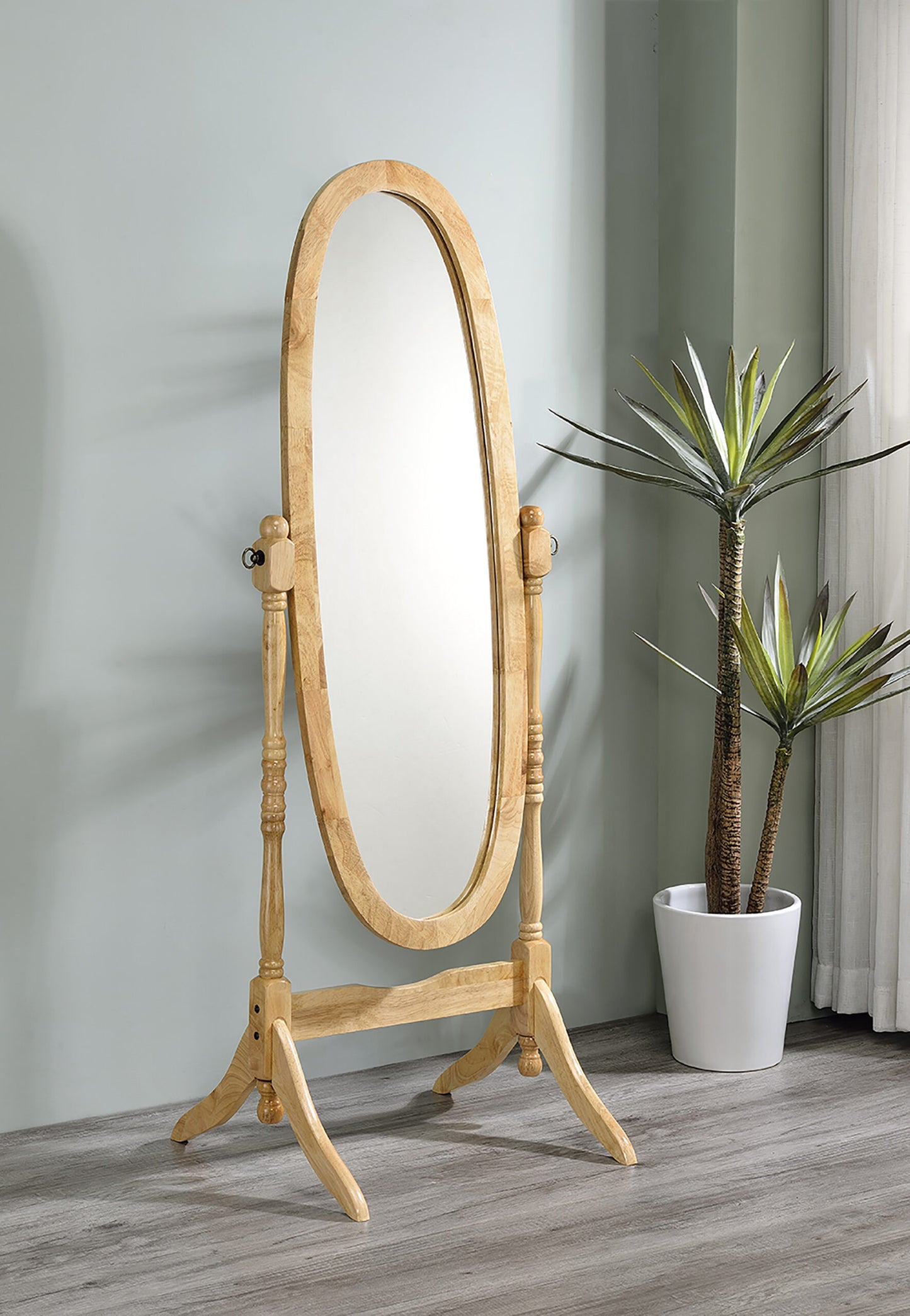 59.25" In Oval Cheval Standing Mirror Natural