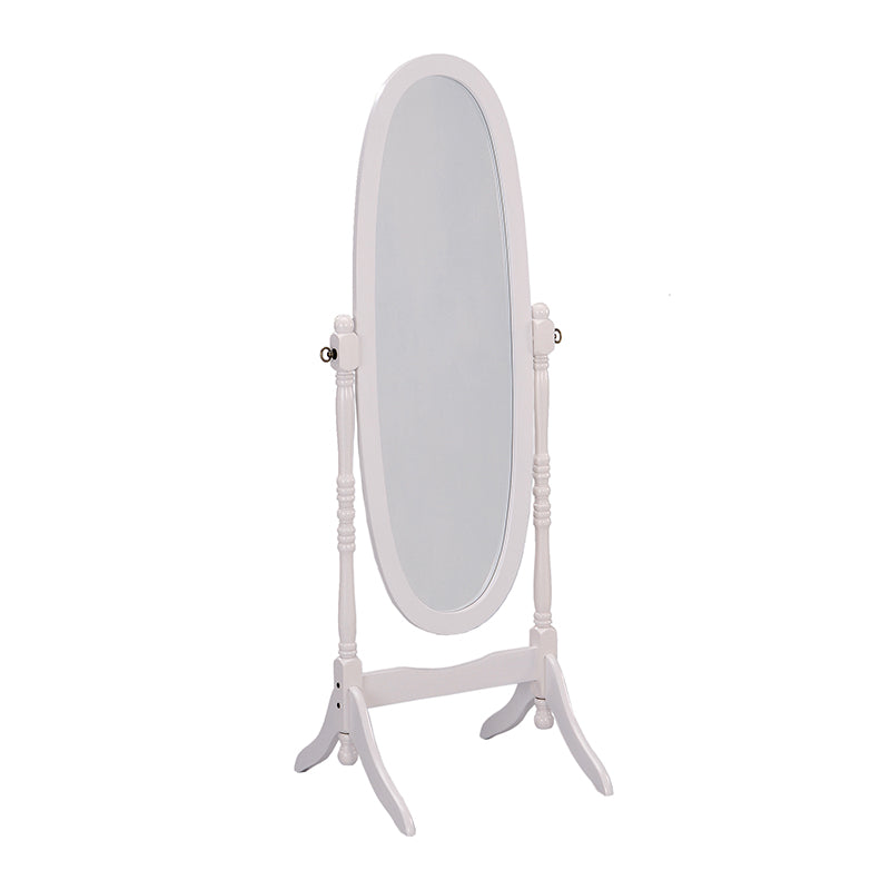 59.25" In Oval Cheval Standing Mirror Coastal White