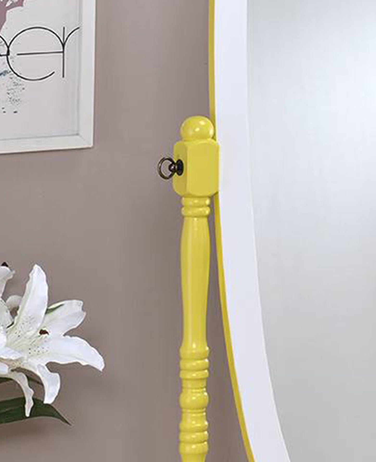 59.25" In Oval Cheval Standing Mirror Yellow/white