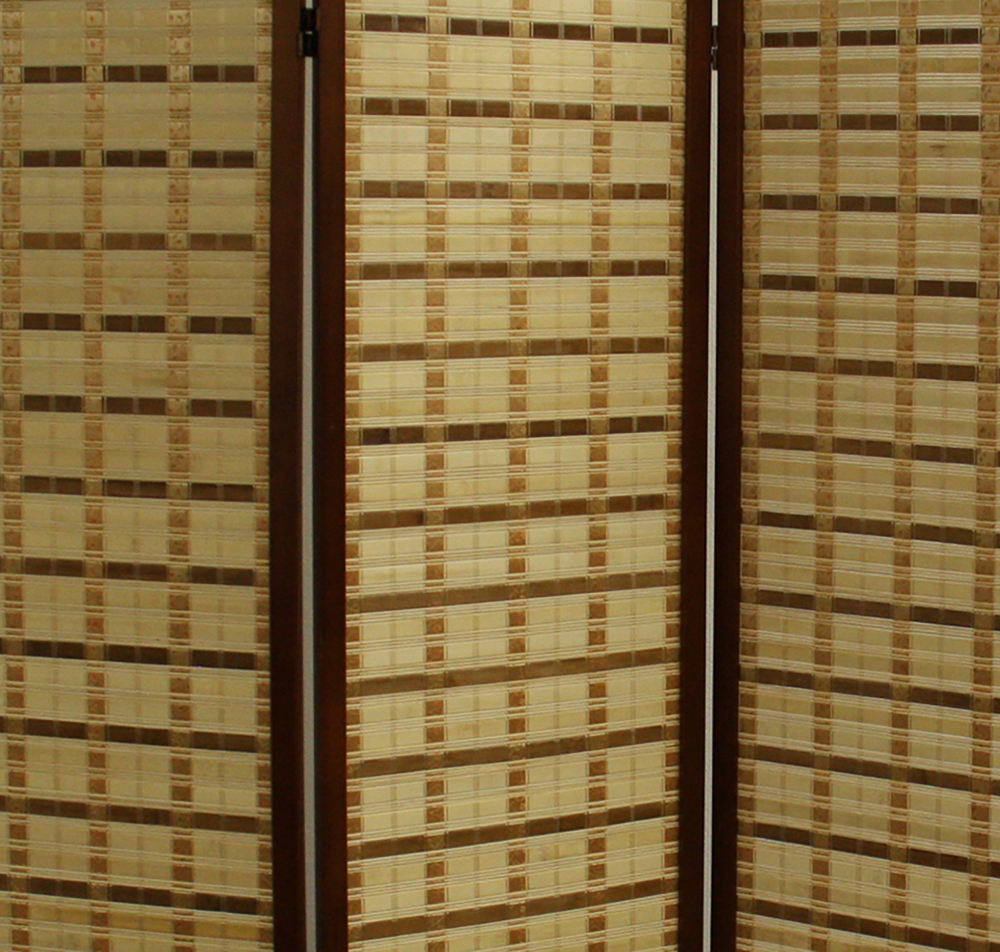 70.25" In Two Tone Bamboo 3-panel Walnut Room Divider-zoom-2