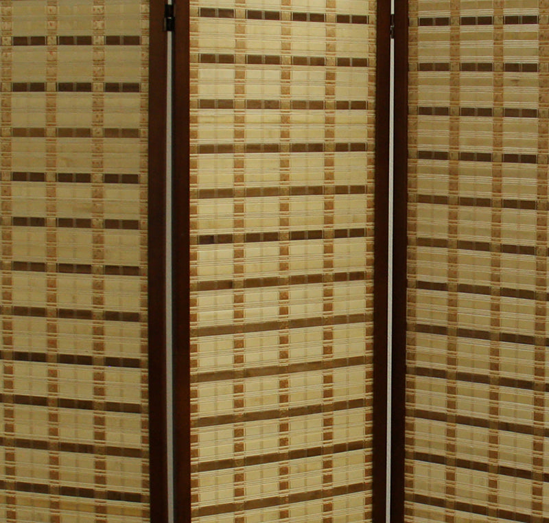 70.25" In Two Tone Bamboo 3-panel Walnut Room Divider-zoom-