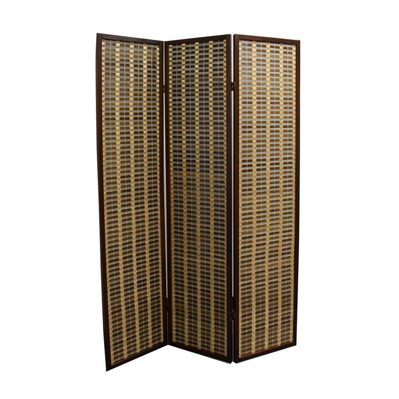 70.25" In Bamboo 3-panel Dark Walnut Room Divider-zoom-1