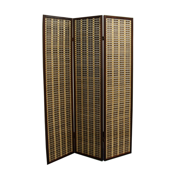 70.25 In Bamboo 3-panel Dark Walnut Room Divider