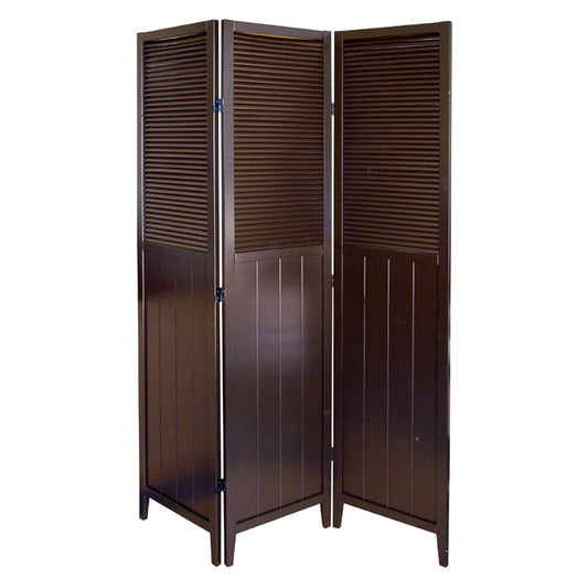 70" In Shutter Beadboard Door 3-panel Room Divider Espresso