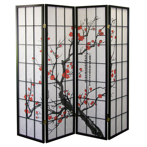 70 In Plum Blossom Floral 4-panel Room Divider