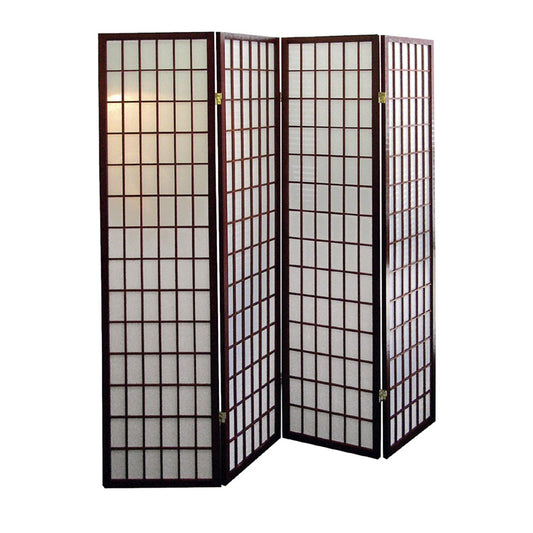 70" In 4-panel Window Pane Shoji Room Divider Cherry