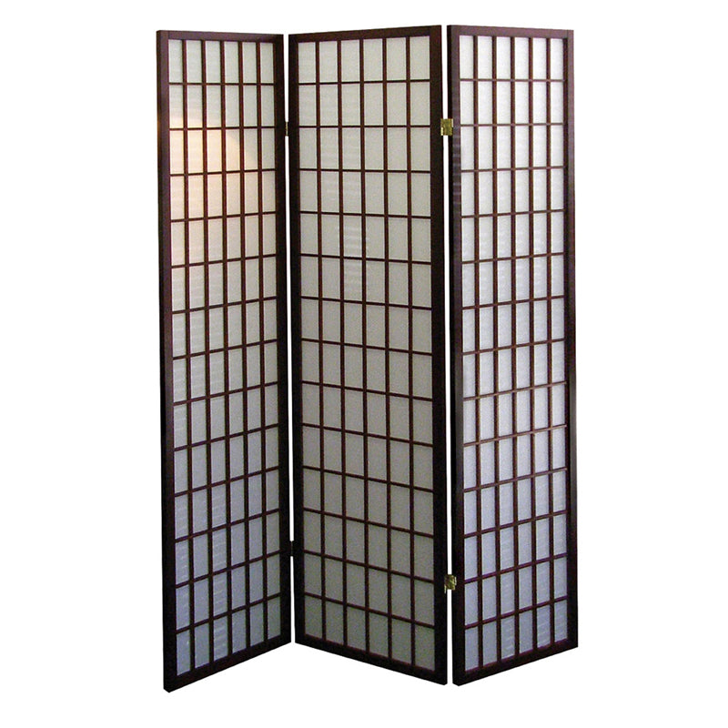 70" In 3-panel Window Pane Shoji Room Divider Cherry