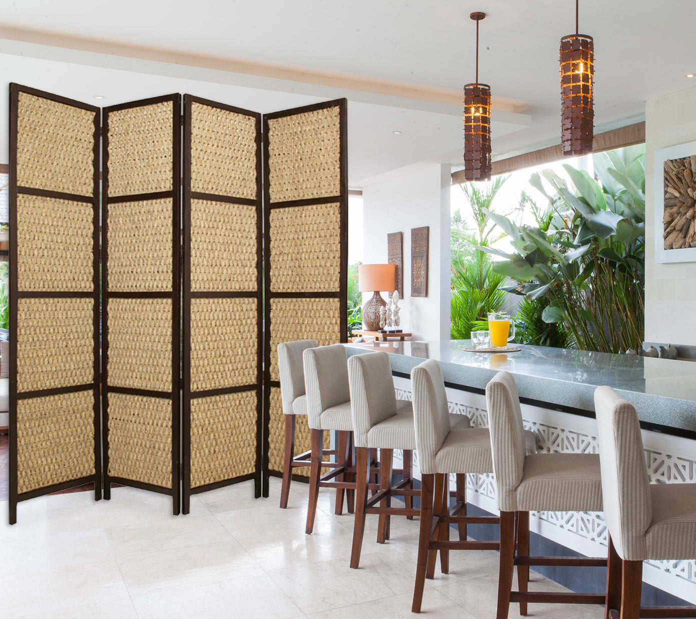 Screen Gems Braided Rope Screen 4 Panel-zoom-1