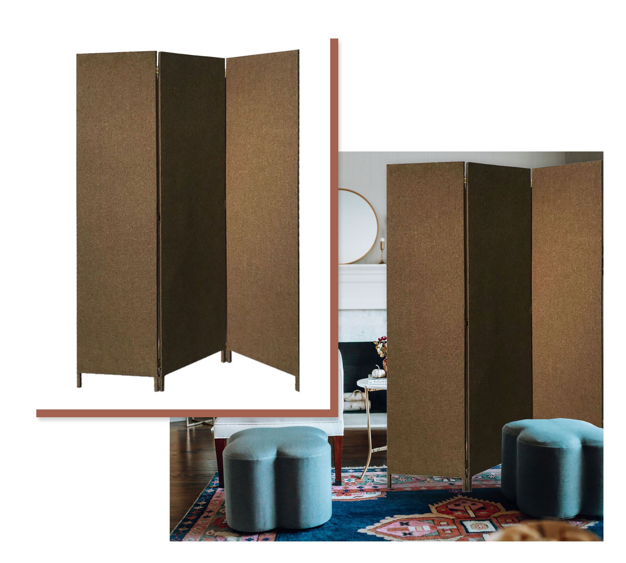 Screen Gems Fabric Soho Screen 3-Panel Brown-zoom-3
