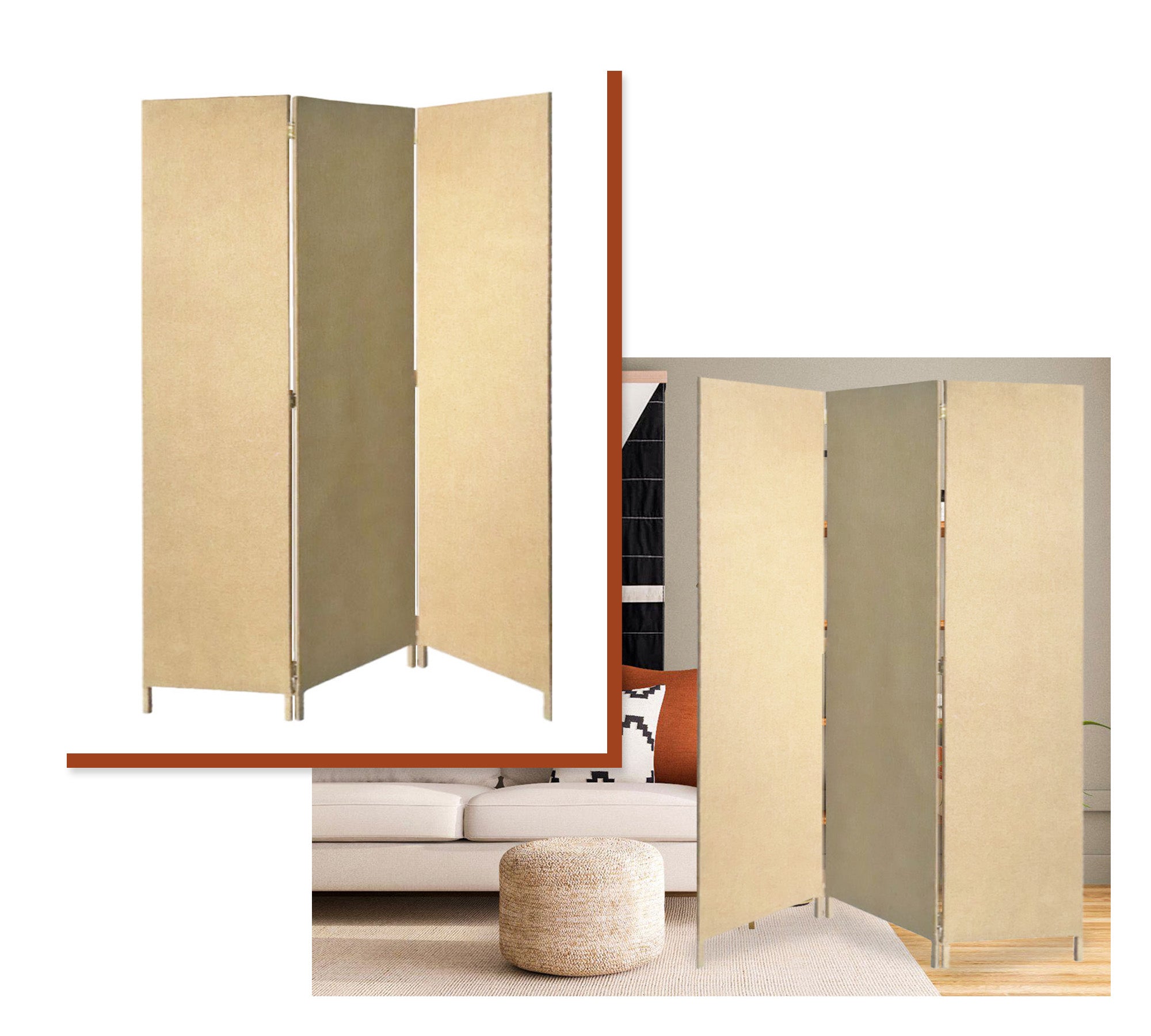 Screen Gems Fabric Soho Screen 3-Panel Beige-zoom-2