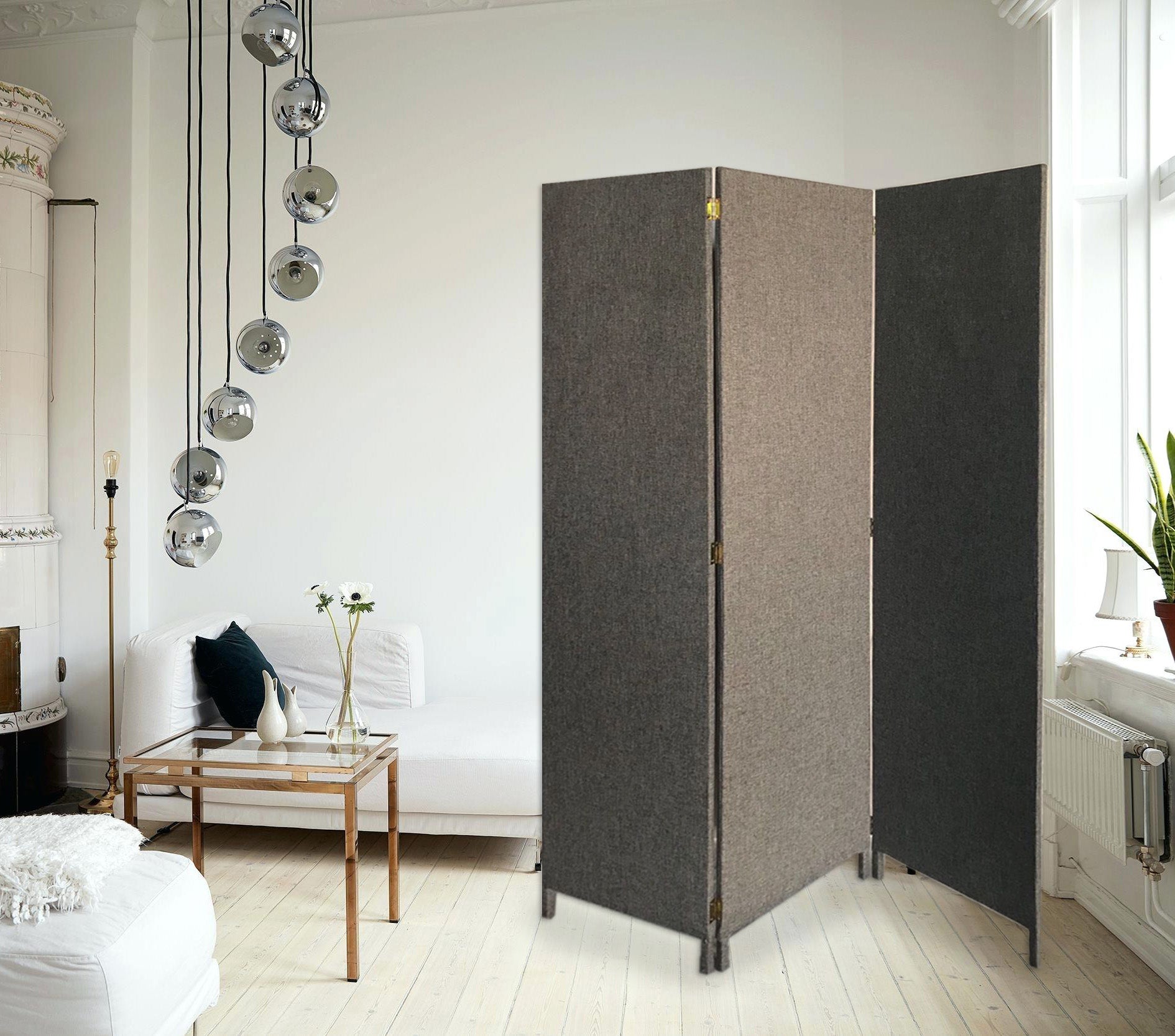 Screen Gems Fabric Soho Screen 3-Panel Grey-zoom-3