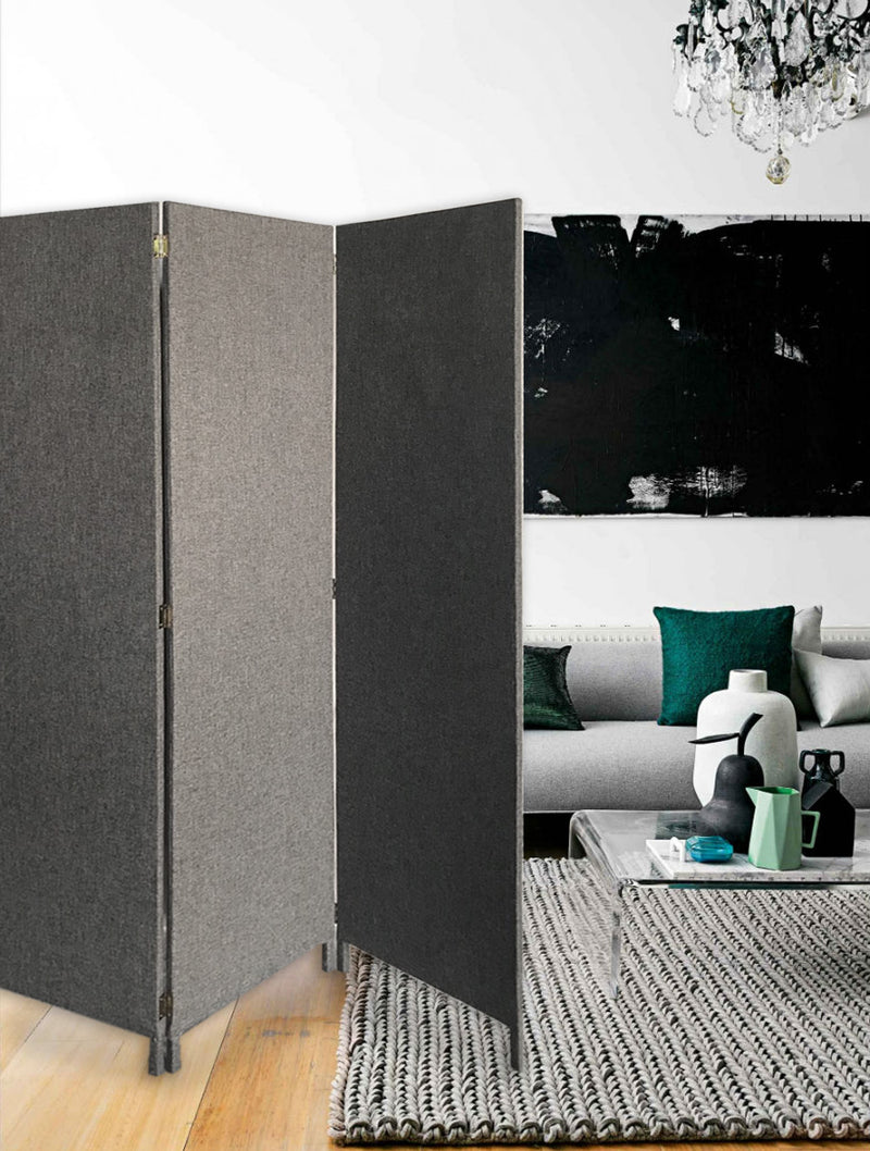 Screen Gems Fabric Soho Screen 3-Panel Grey-zoom-