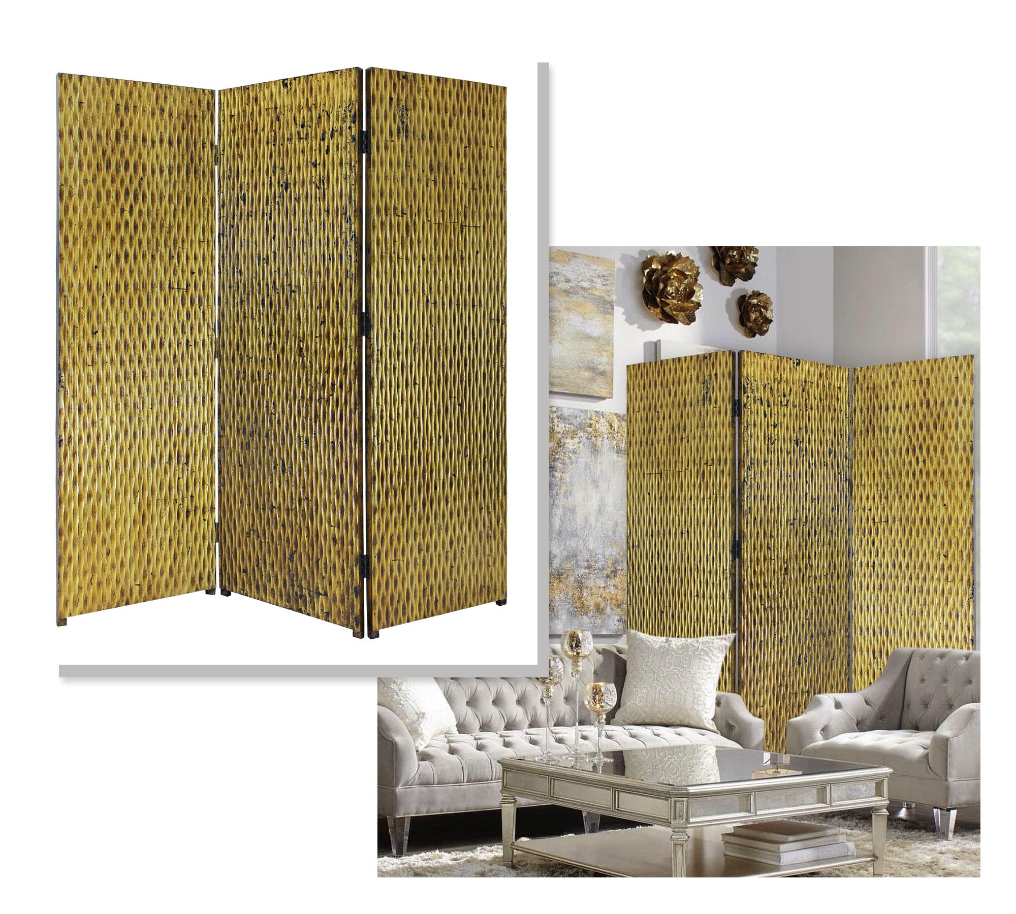 Screen Gems Gilded Screen 3-Panel-zoom-3