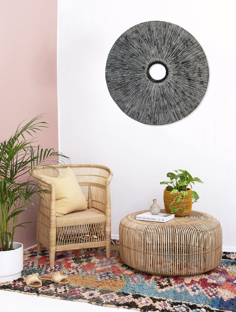 Sandstone Ribbed Round Wall Art Middle Hole-zoom-