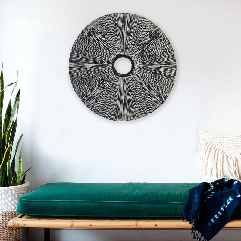 Sandstone Ribbed Round Wall Art Middle Hole-zoom-