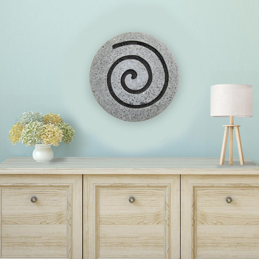 Sandstone Fine Polished Round Wall Decor W/Glass Pieces, Circle Design 14 X 2-zoom-3