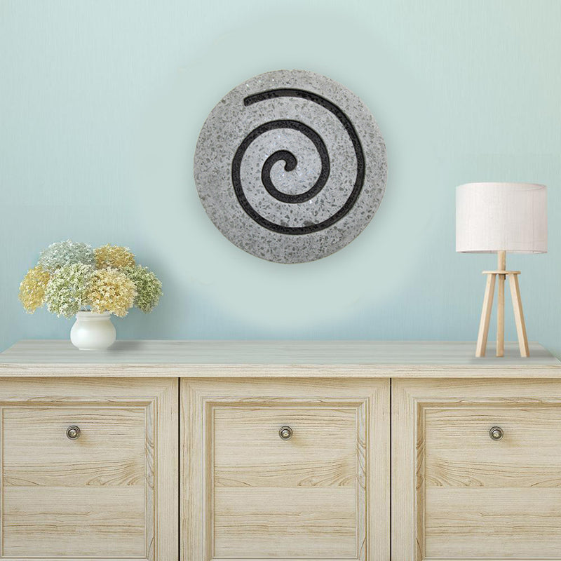 Sandstone Fine Polished Round Wall Decor W/Glass Pieces, Circle Design 14 X 2-zoom-