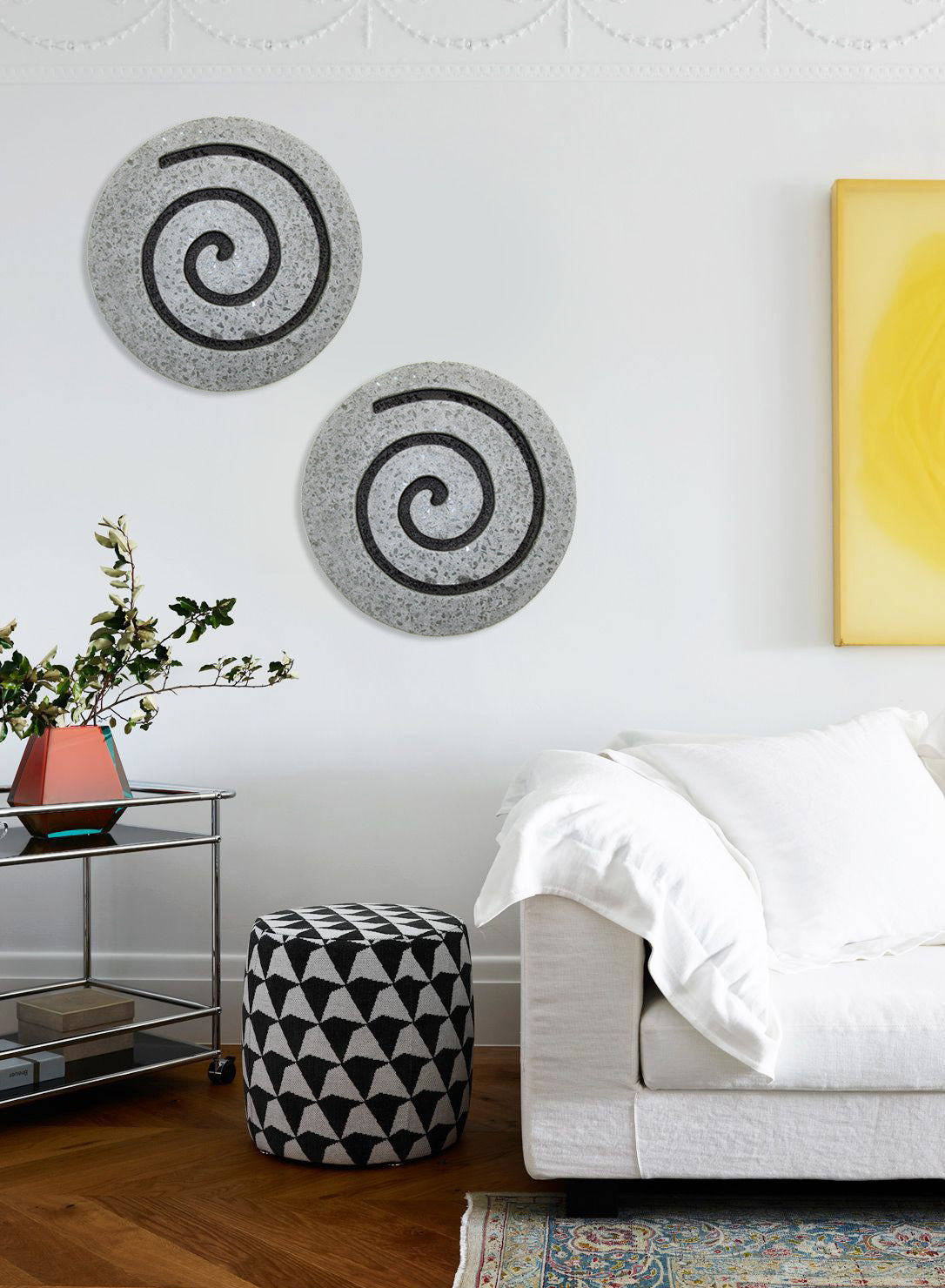 Sandstone Fine Polished Round Wall Decor W/Glass Pieces, Circle Design 19 X 2.5-zoom-2