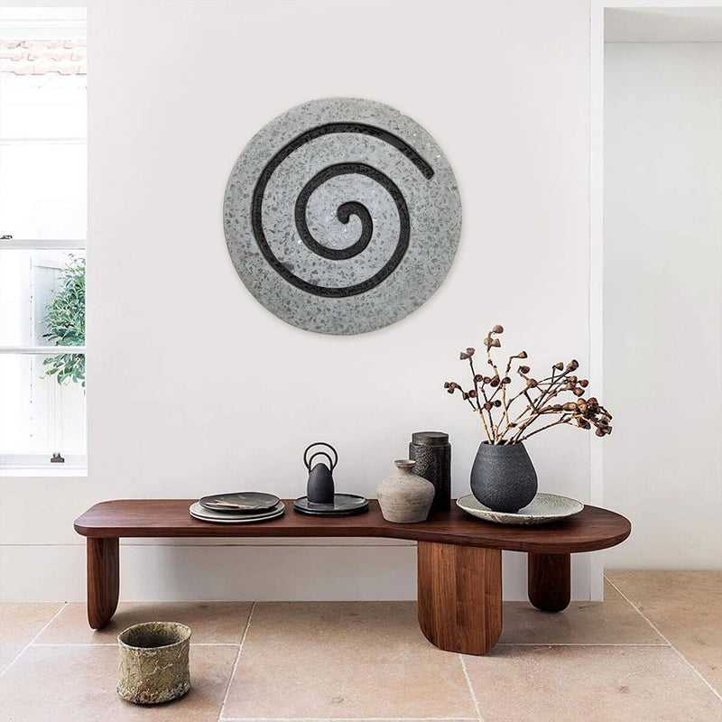 Sandstone Fine Polished Round Wall Decor W/Glass Pieces Circle Design 28 X 2.4-zoom-
