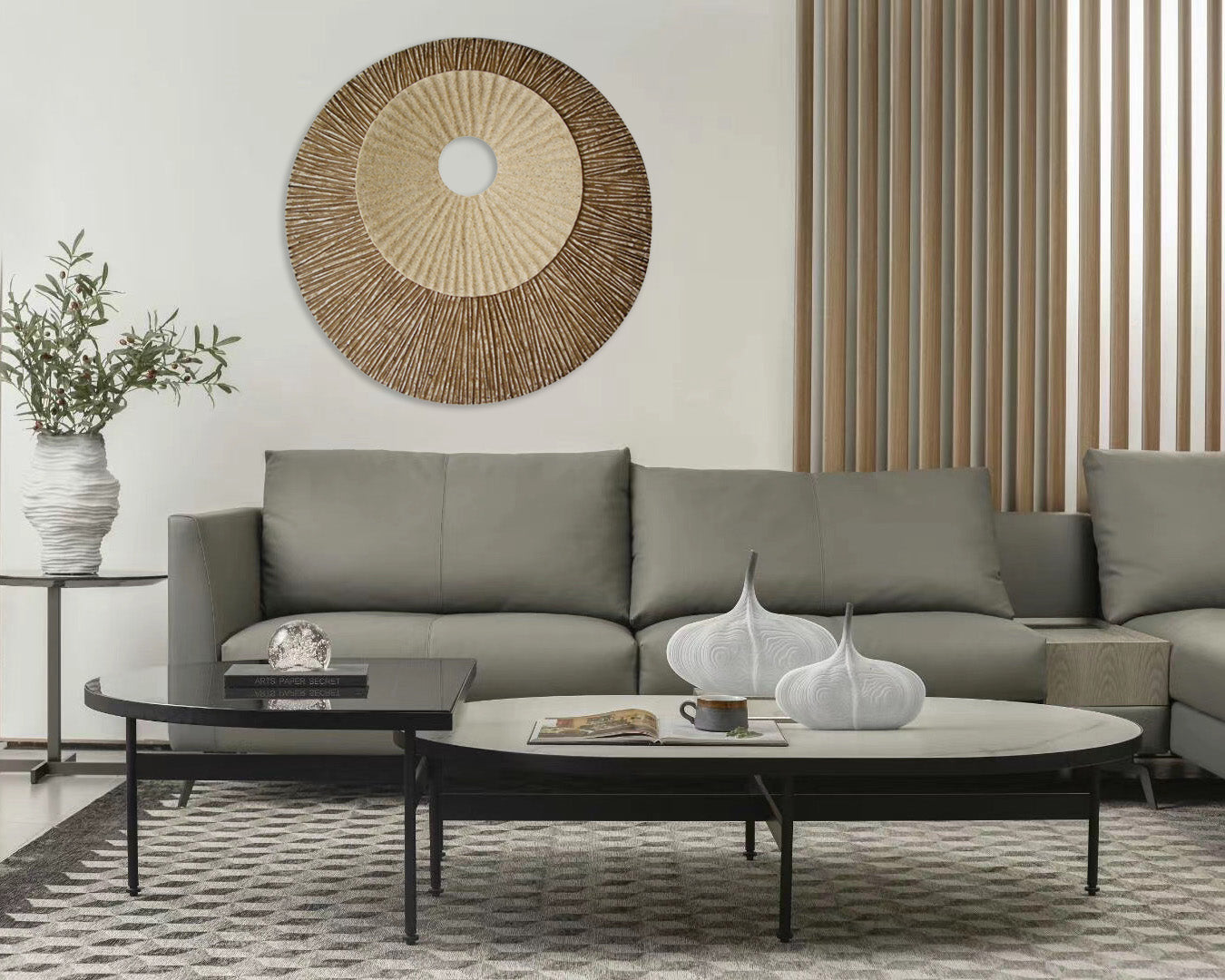 Round Double Layer Ribbed Wall Plaque 27" X 3"-zoom-2