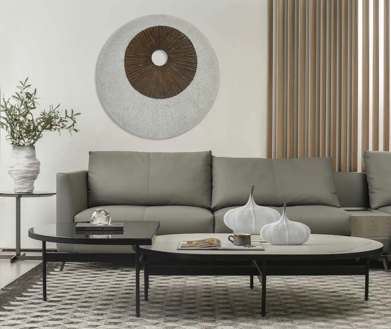 Round Double Layer Wall Decor Ribbed Finish 19" X 2.56"-zoom-2