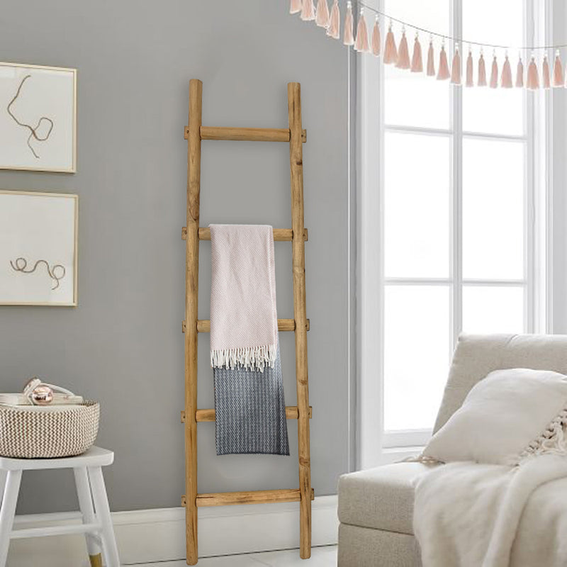 Screen Gems 5 Step Blankrock Decorative Wooden Ladder Brown-zoom-