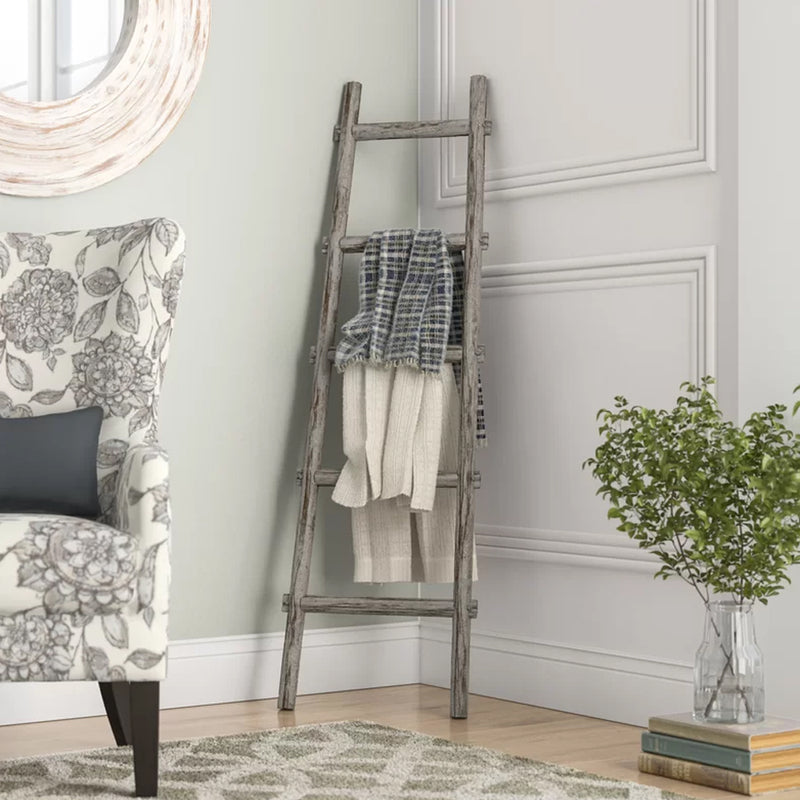 Screen Gems 5 Step Blankrock Decorative Wooden Ladder Grey-zoom-