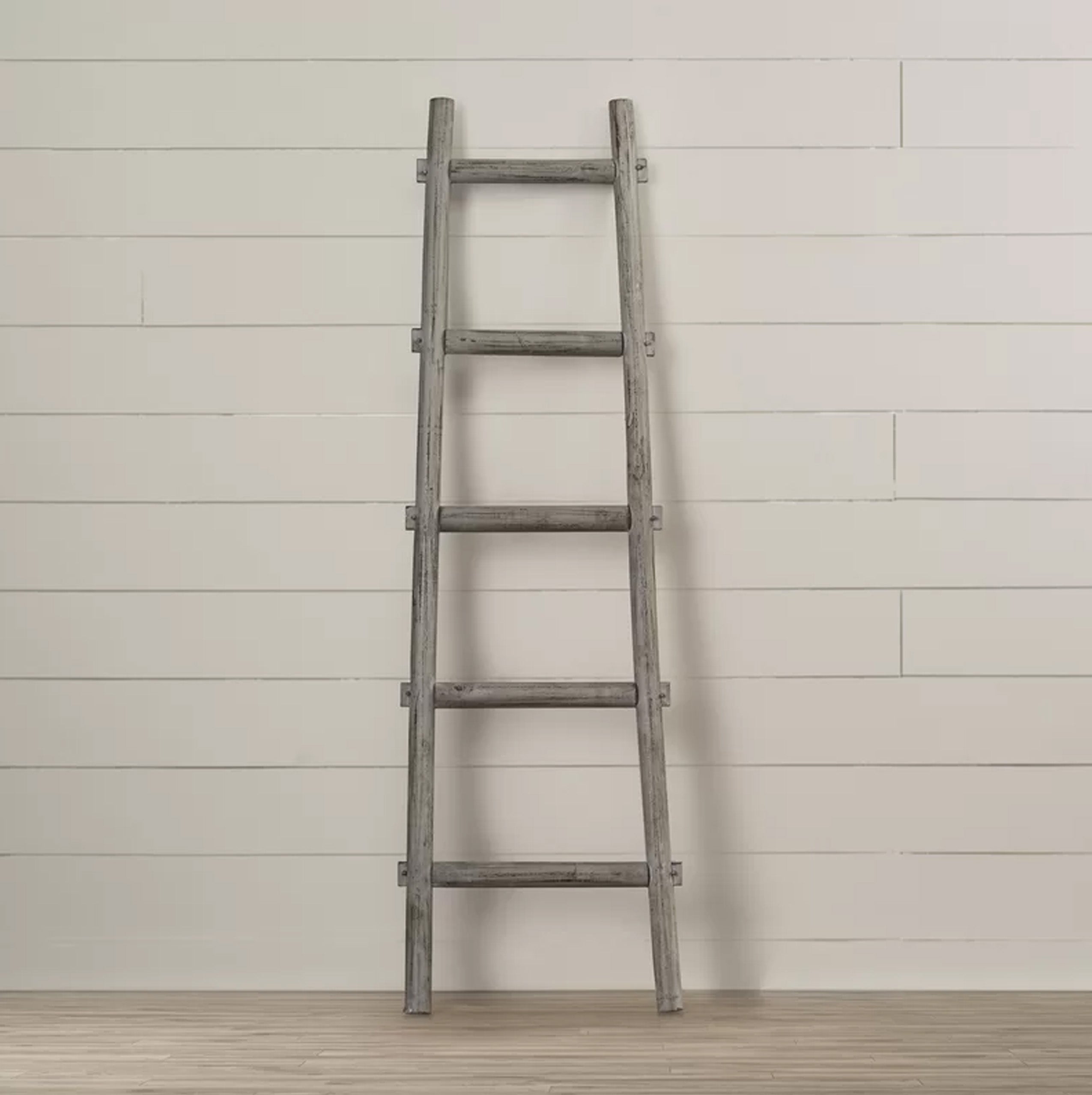 Screen Gems 5 Step Blankrock Decorative Wooden Ladder Grey-zoom-5